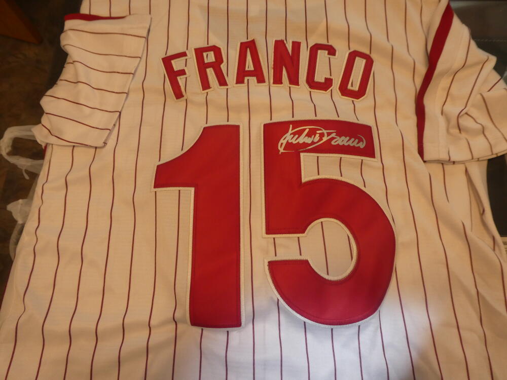 Julio Franco Philadelphia Phillies  Signed   replica home Jersey COA   
