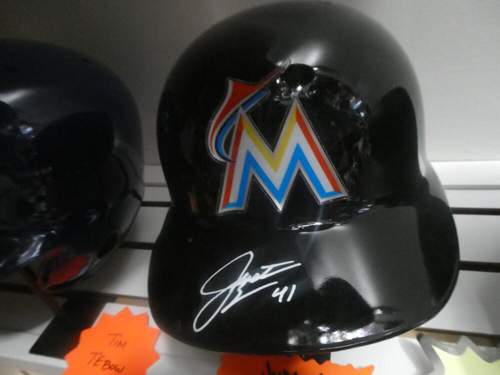 Justin Bour Miami Marlins Signed FS Authentic Batting Helmet COA