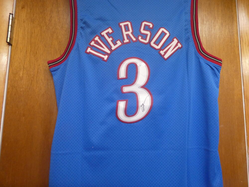 Allen Iverson Philadelphia 76ers Signed replica blue Jersey  JSA