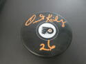 Orest Kindrachuk Philadelphia Flyers Signed Logo Puck COA 